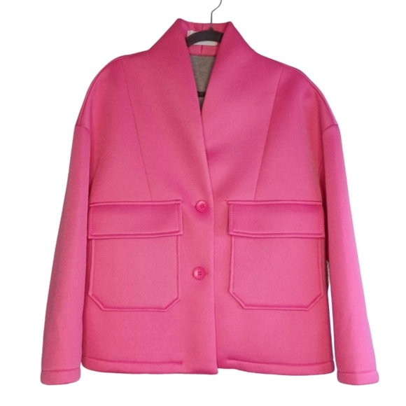 Margot Paris Hot Pink Sz M Button Down Front Jacket - Picture 1 of 12